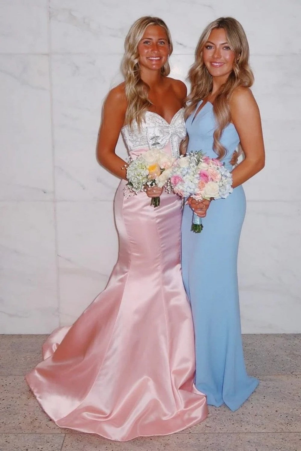 Cute Mermaid Sweetheart Pink Long Prom Dress with Bowknot Beading - View 3 | VelvetHem