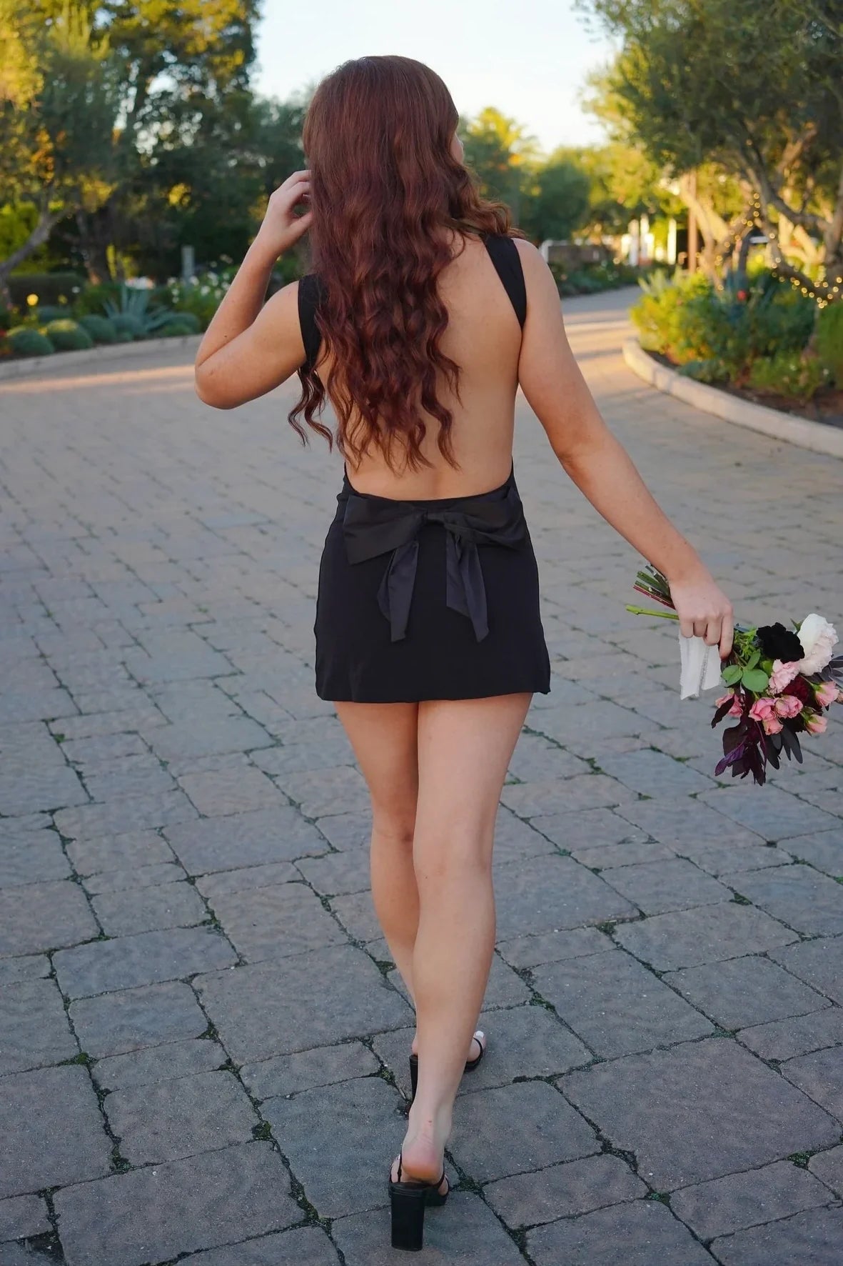 Sweety A Line Square Neck Black Short Homecoming Dress with Bowknot Back