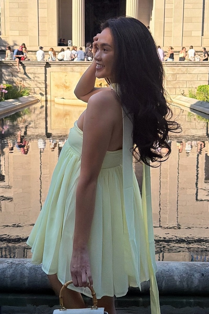 Cute A Line Sweetheart Light Yellow Short Homecoming Dress with Scarf