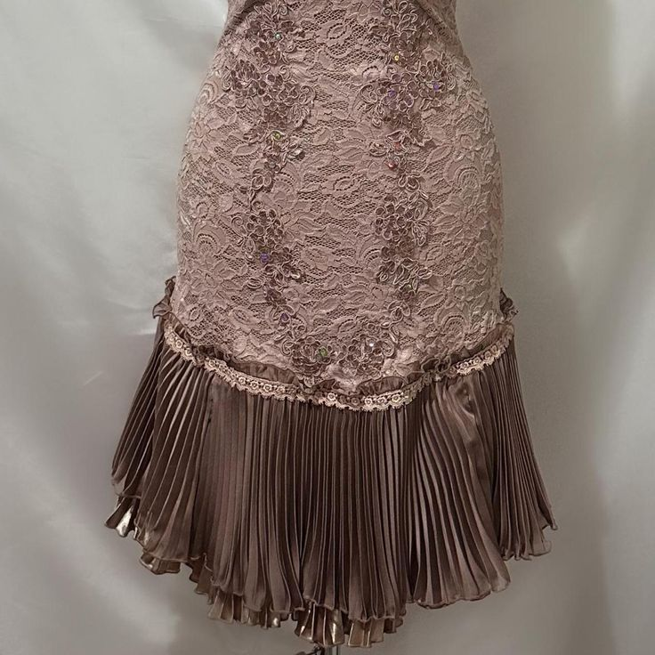 Brown Vintage Lace Beading Pleated Birthday Party Dress Short Homecoming Dress