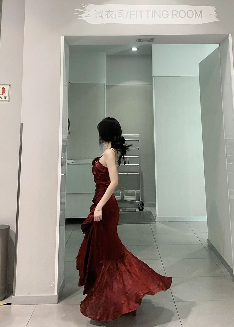 Classy Sheath Sweetheart Sleeveless Satin Burgundy Long Prom Dresses