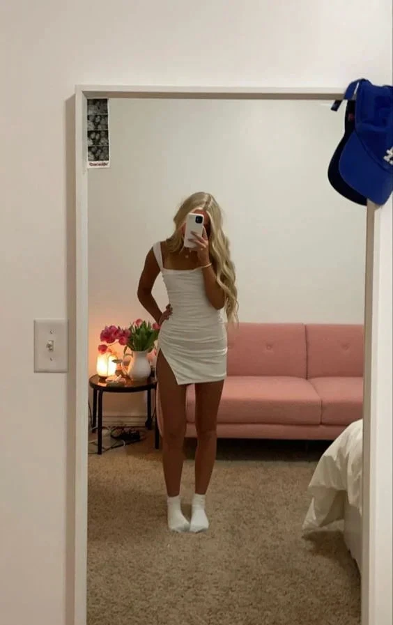 White Short Homecoming Dress White Party Dress (ZD12307)