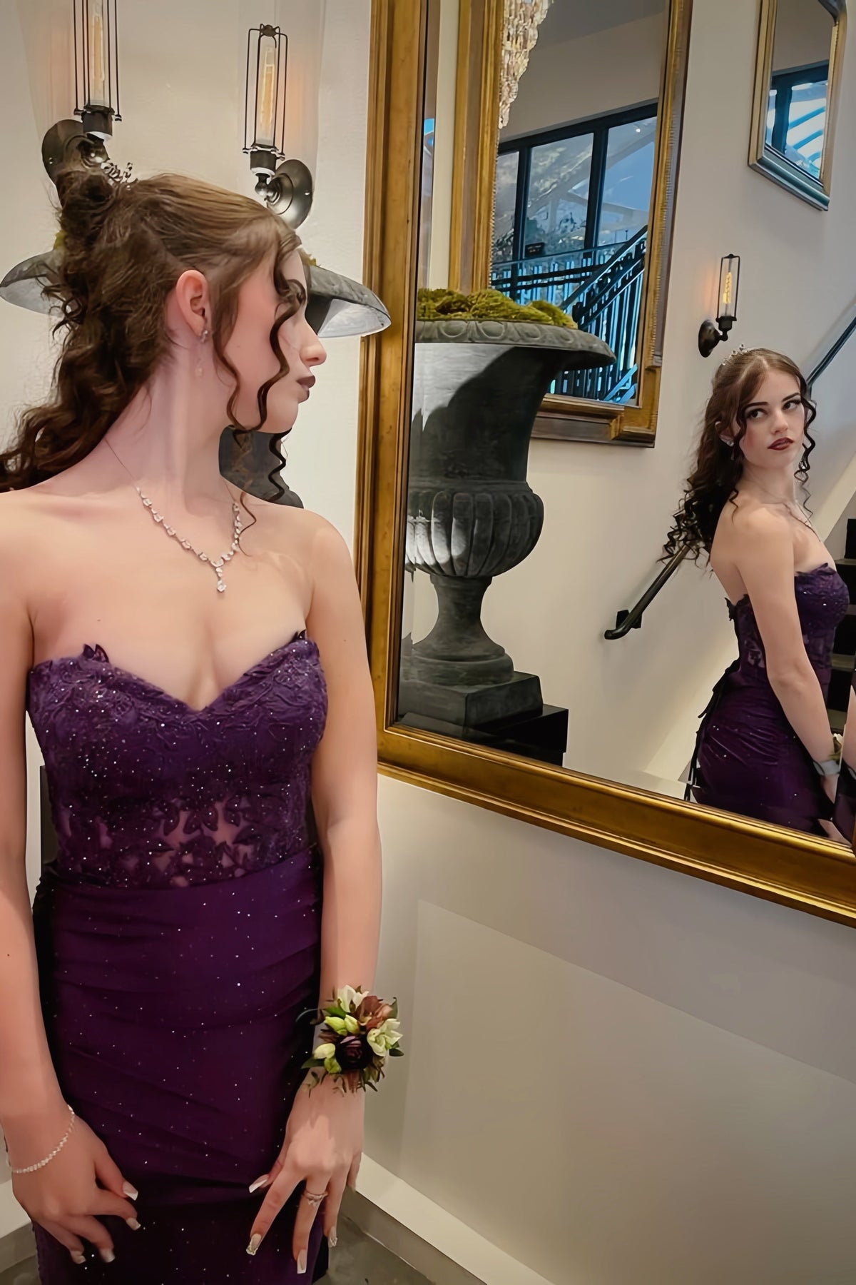 Sweetheart Grape Appliques Mermaid Dress