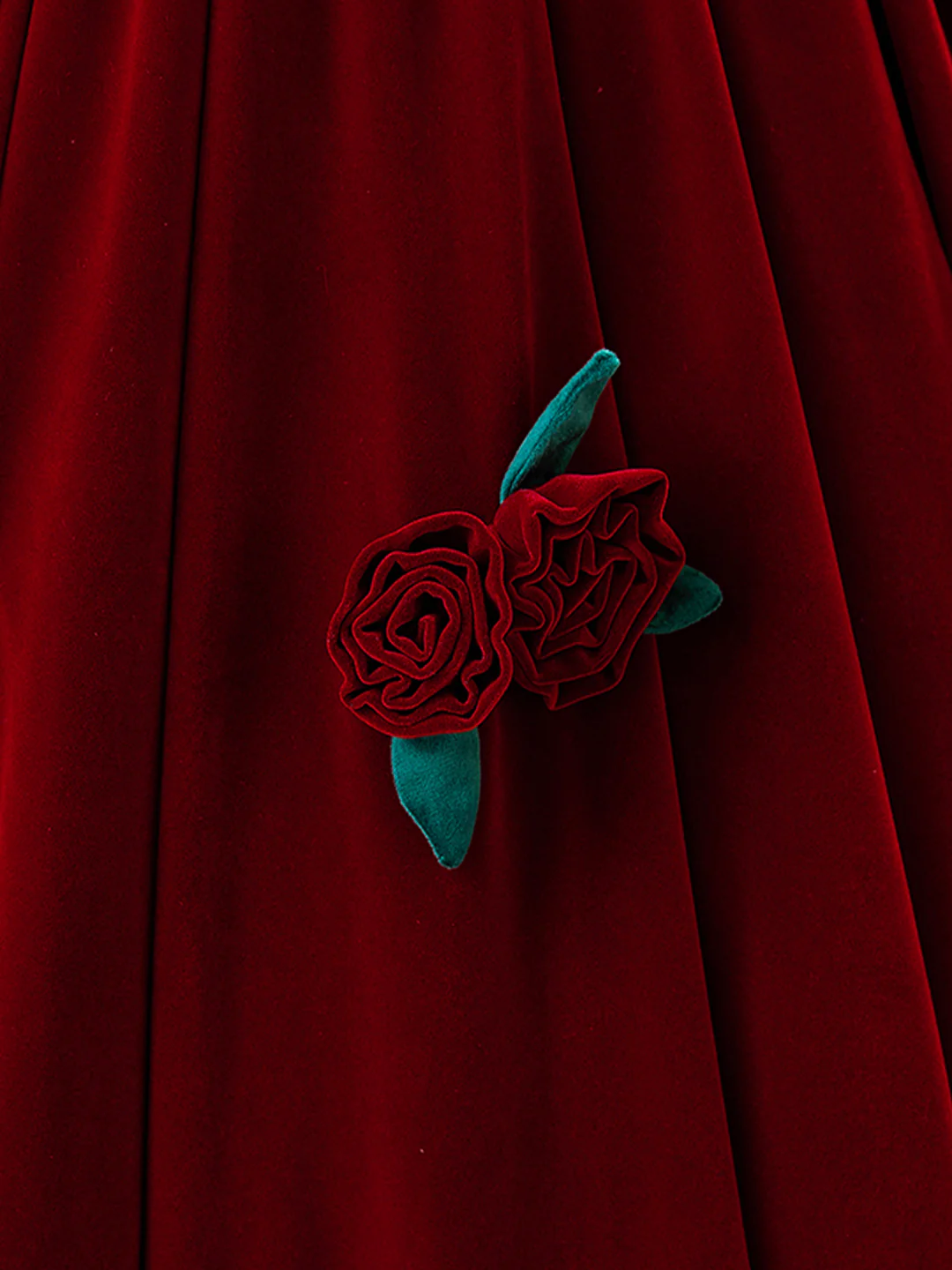 Charming Red Velvet A Line Rose Flowers Ball Gown Sweet 16 Dress Quinceanera Dress - View 5 | VelvetHem