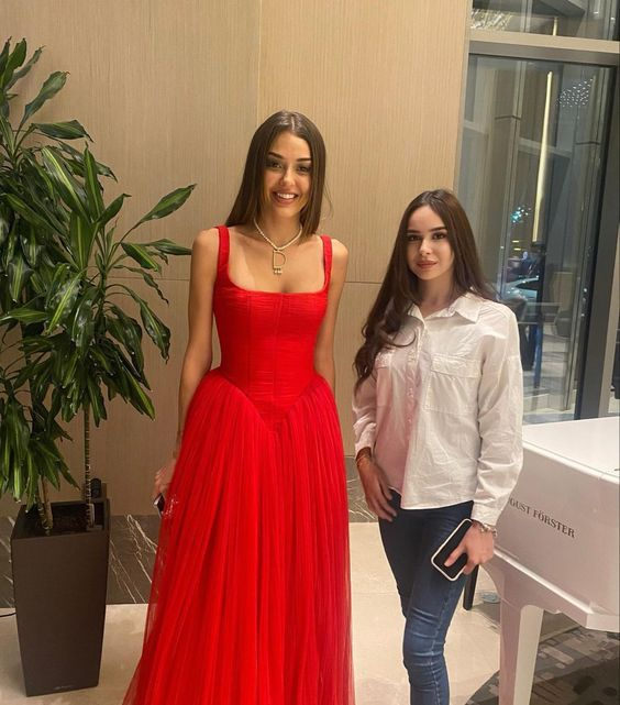 Elegant Red Straps A-line Prom Dress,A-line Prom Gown - View 2 | VelvetHem