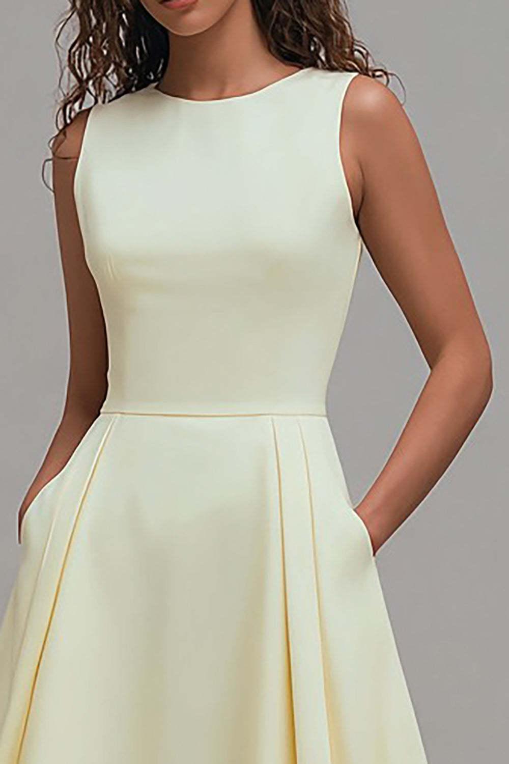 Suzhoufashion Daffodil A-Line Sleeveless Crew Neck Long Prom Dress