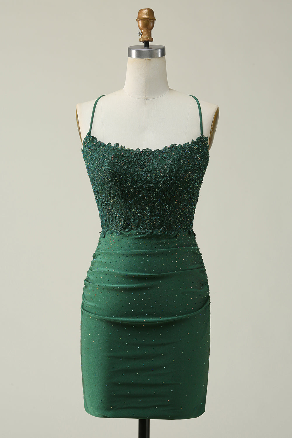 Dark Green Homecoming Dresses Beaded Short Tight Prom Dress with Appliques