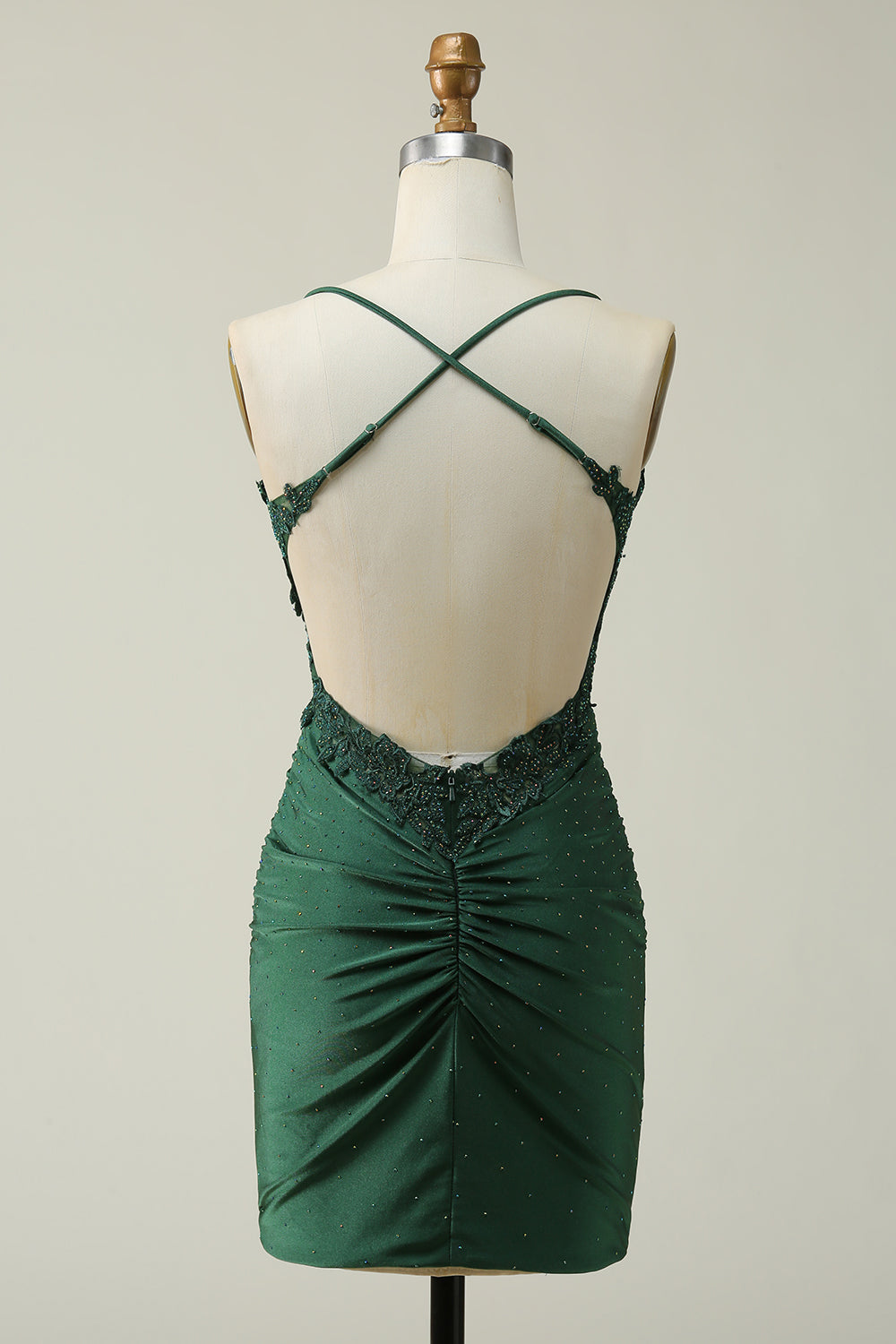 Dark Green Homecoming Dresses Beaded Short Tight Prom Dress with Appliques