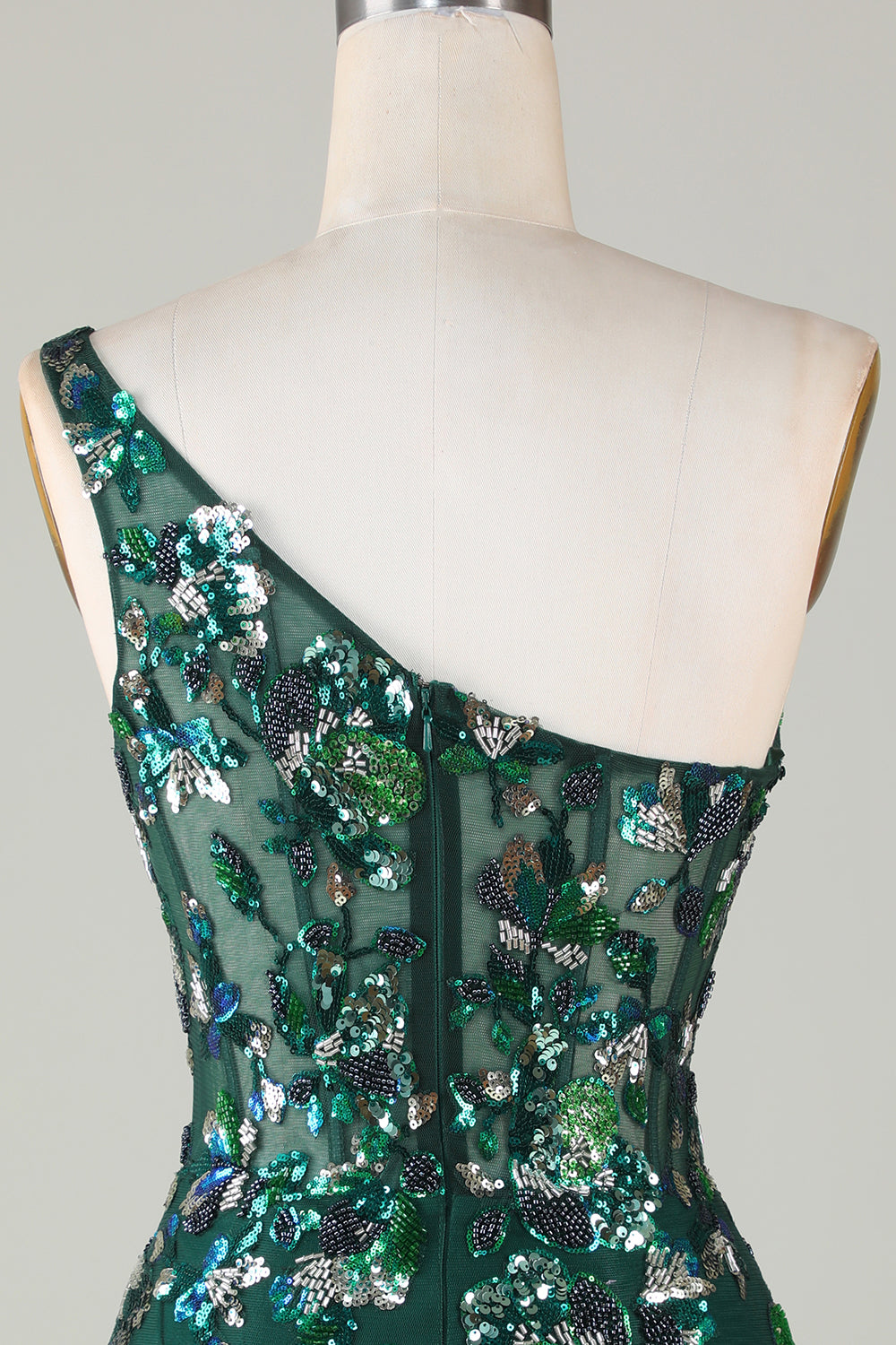 Dark Green Homecoming Dresses Tight Short Beaded Prom Dress with Feathers
