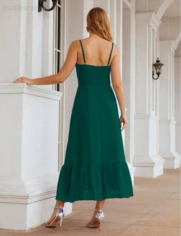 ZapDress Spaghetti Strap Chiffon Bridesmaid Dress Ankle Length Formal A Line Cocktail Party Homecoming Dress for Juniors (ZD16949)