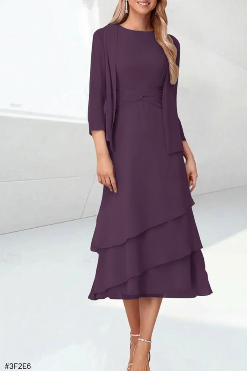 Mint Green Mother of the Bride Dress Chiffon Two Piece Wedding Guest Dress