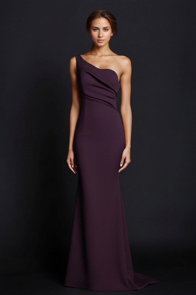 One Shoulder Khaki Wedding Guest Dress Mermaid Long Formal Dress