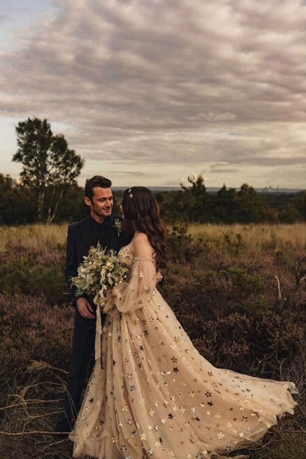 Detachable Sleeves Sweetheart Neckline Sequin Lace A-line Wedding Dresses (ZD16208)