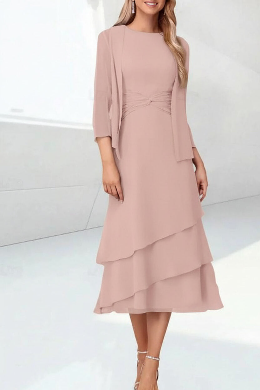 Mint Green Mother of the Bride Dress Chiffon Two Piece Wedding Guest Dress