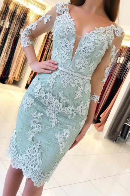 Elegant 3/4 Sleeves Lace Slim Short Party Dress - VelvetHem