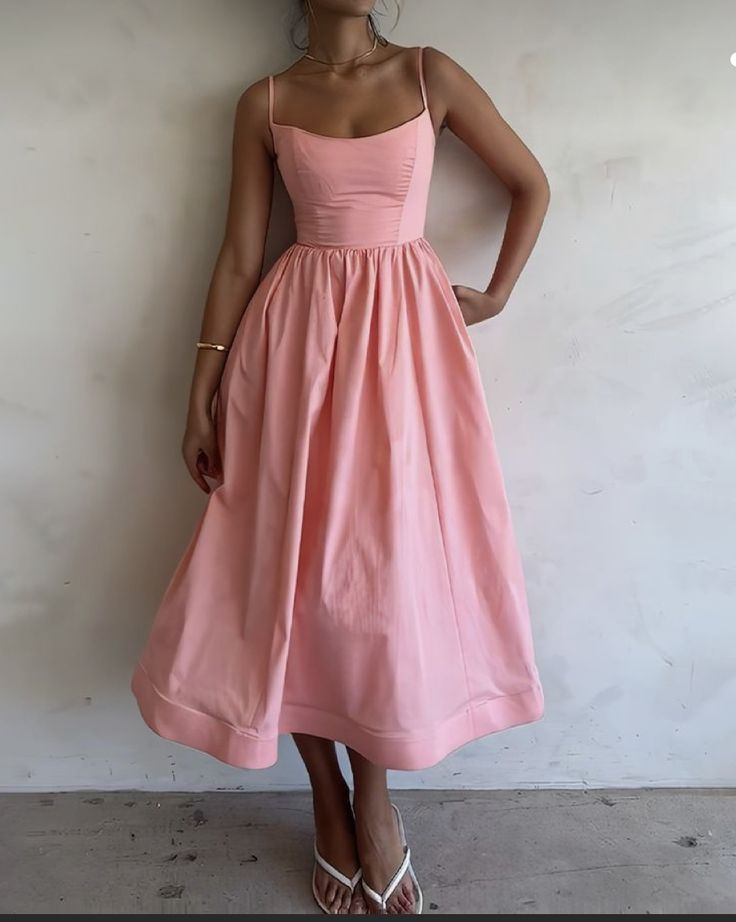 Pretty Spaghetti Straps Pink Satin Prom Dress A Line Birthday Dress - VelvetHem