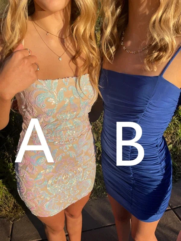 Lovely Spaghetti Straps Homecoming Dress Blue Bodycon Dress Y2102 by simplepromdress