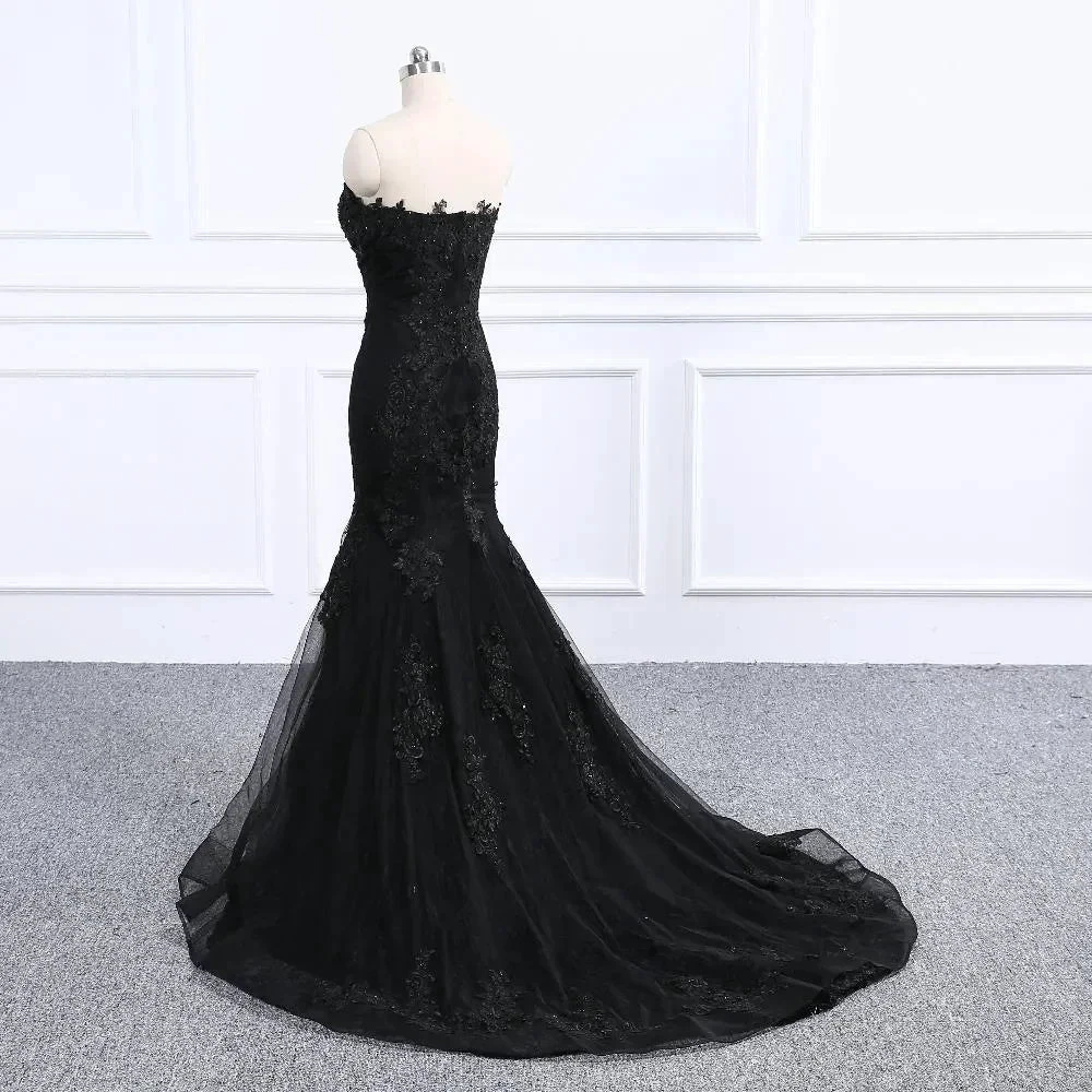 Sweetheart Neckline Black Mermaid Wedding Dress (ZD13615)