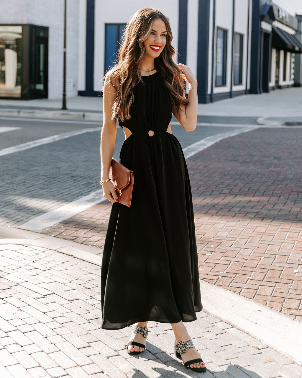 Bay Breeze Cutout Midi Dress Black