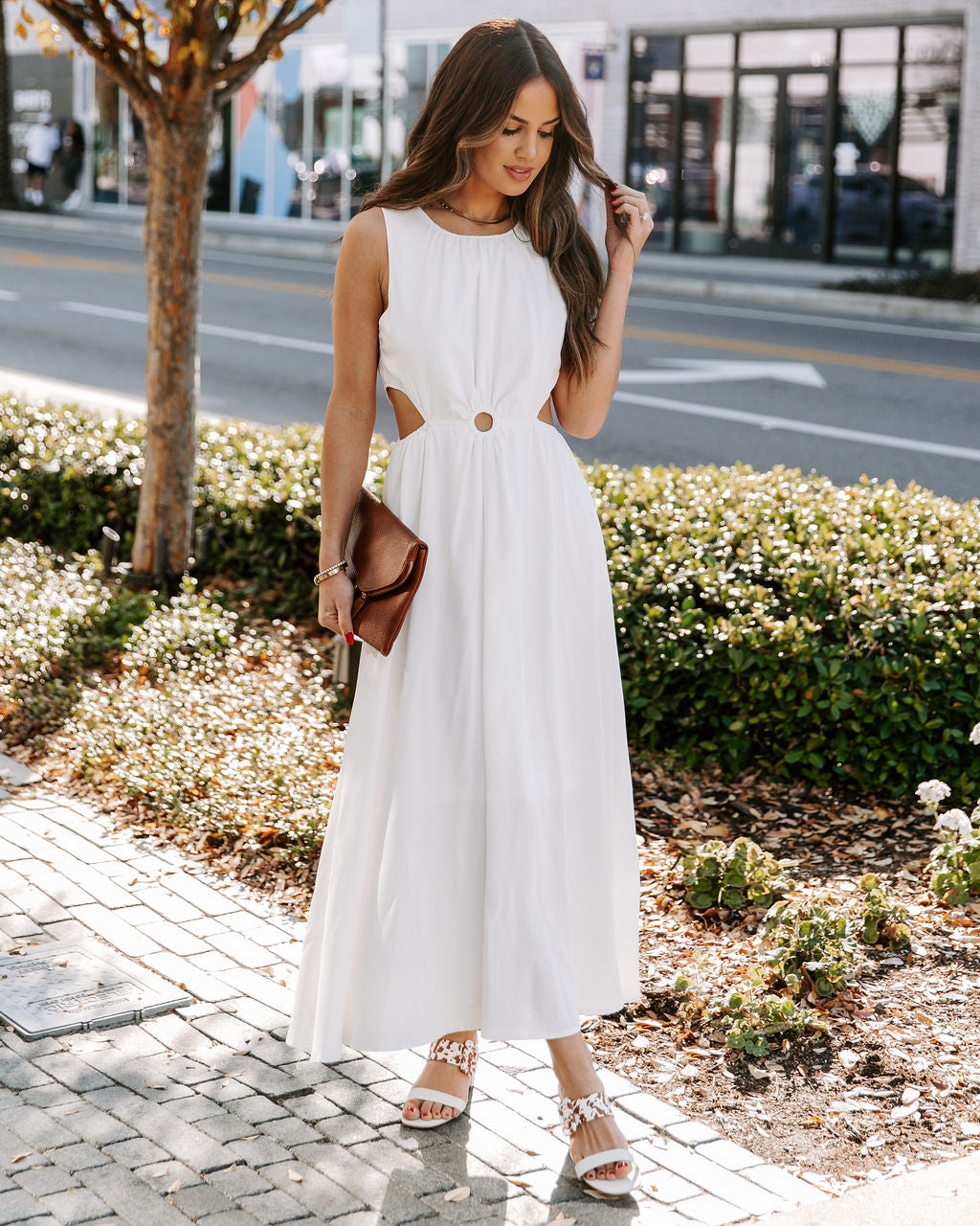 Bay Breeze Cutout Midi Dress Off White