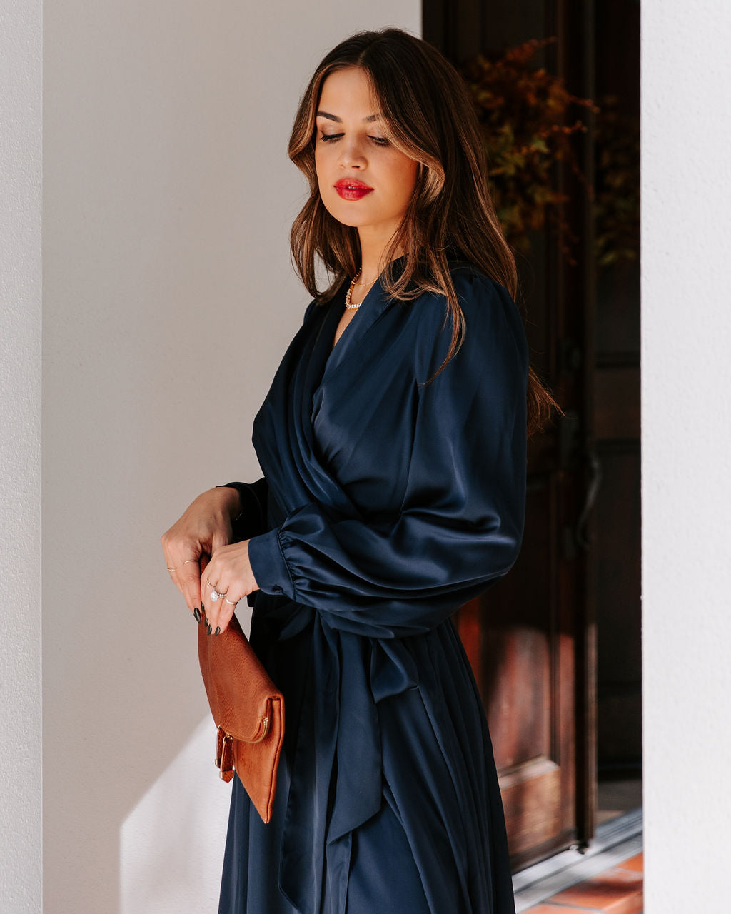 Always Memorable Satin Maxi Dress Navy