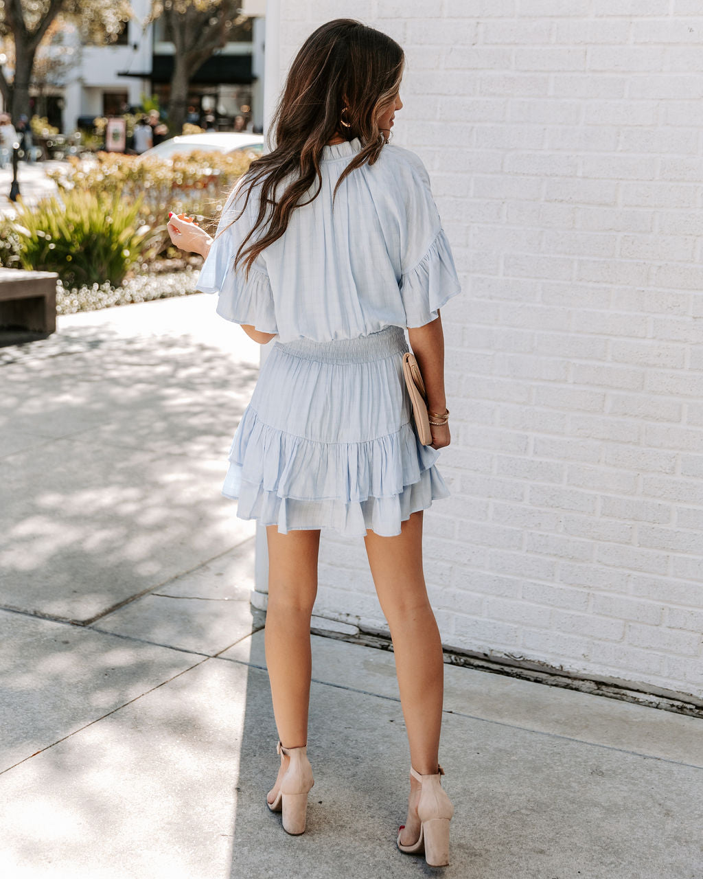 Slow It Down Smocked Tassel Dress Baby Blue