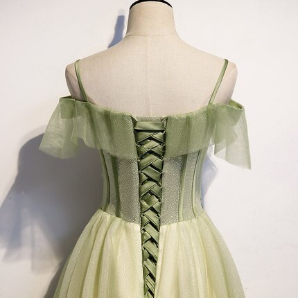 Light Green Pleated Floral Embroidery Long Prom Dress Medieval Renaissance Gown cc23 - View 5 | VelvetHem