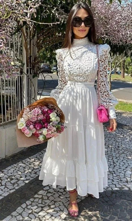 A-Line White Lace Occasion Dress Homecoming Dress Y5460 by simplepromdress