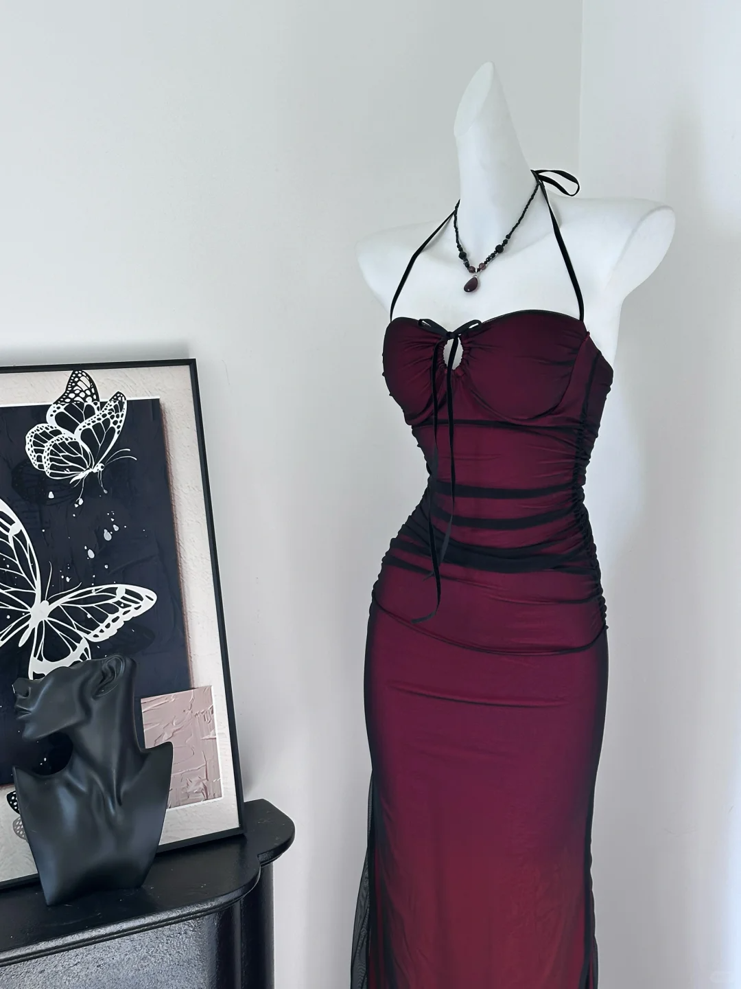 Vintage Halter Sheath Long Party Dress Formal Evening Dress - View 3 | VelvetHem