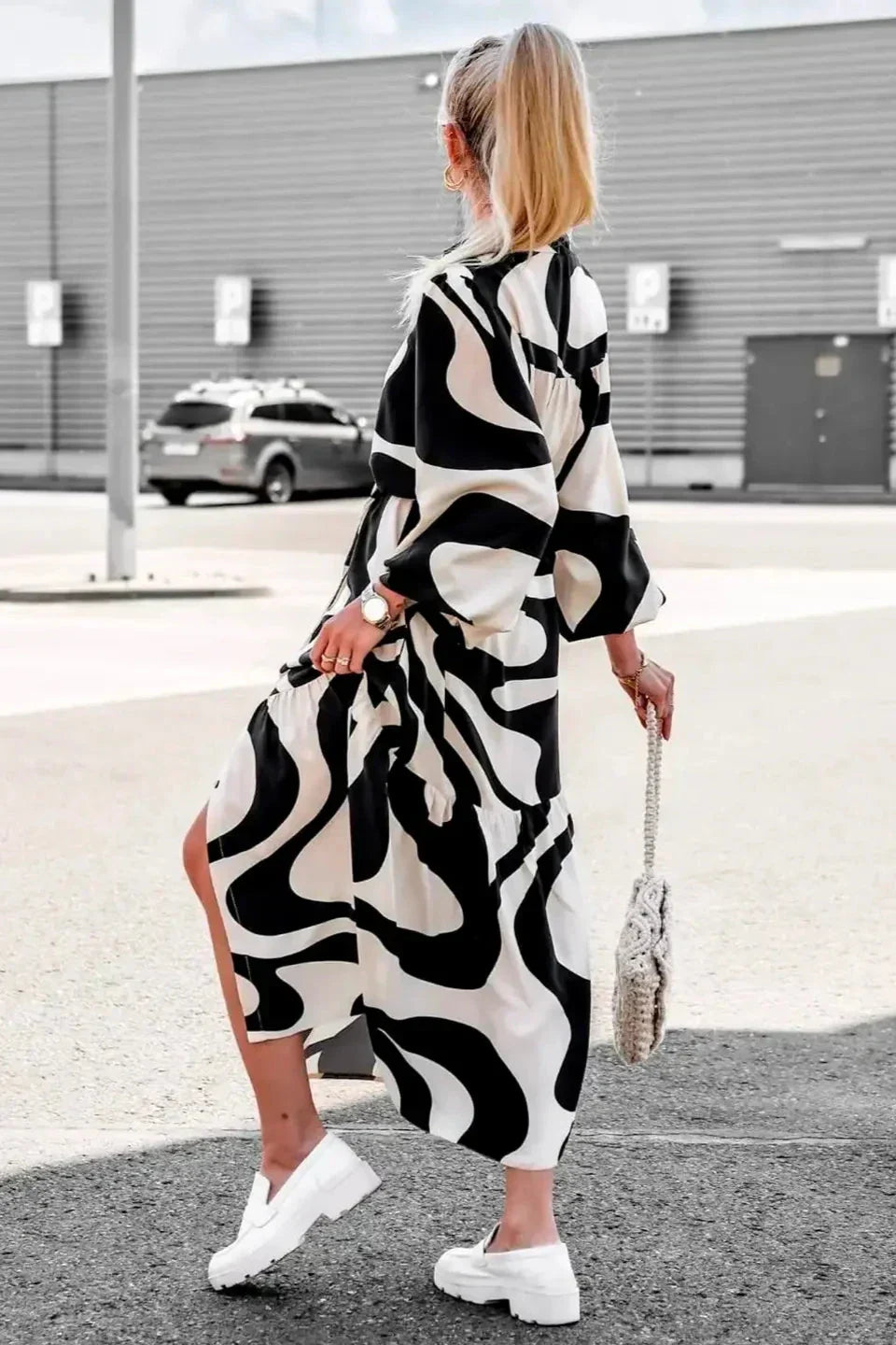 Vanesa Minimalist Effortlessly Chic Printed Maxi Dress Boutique Collection