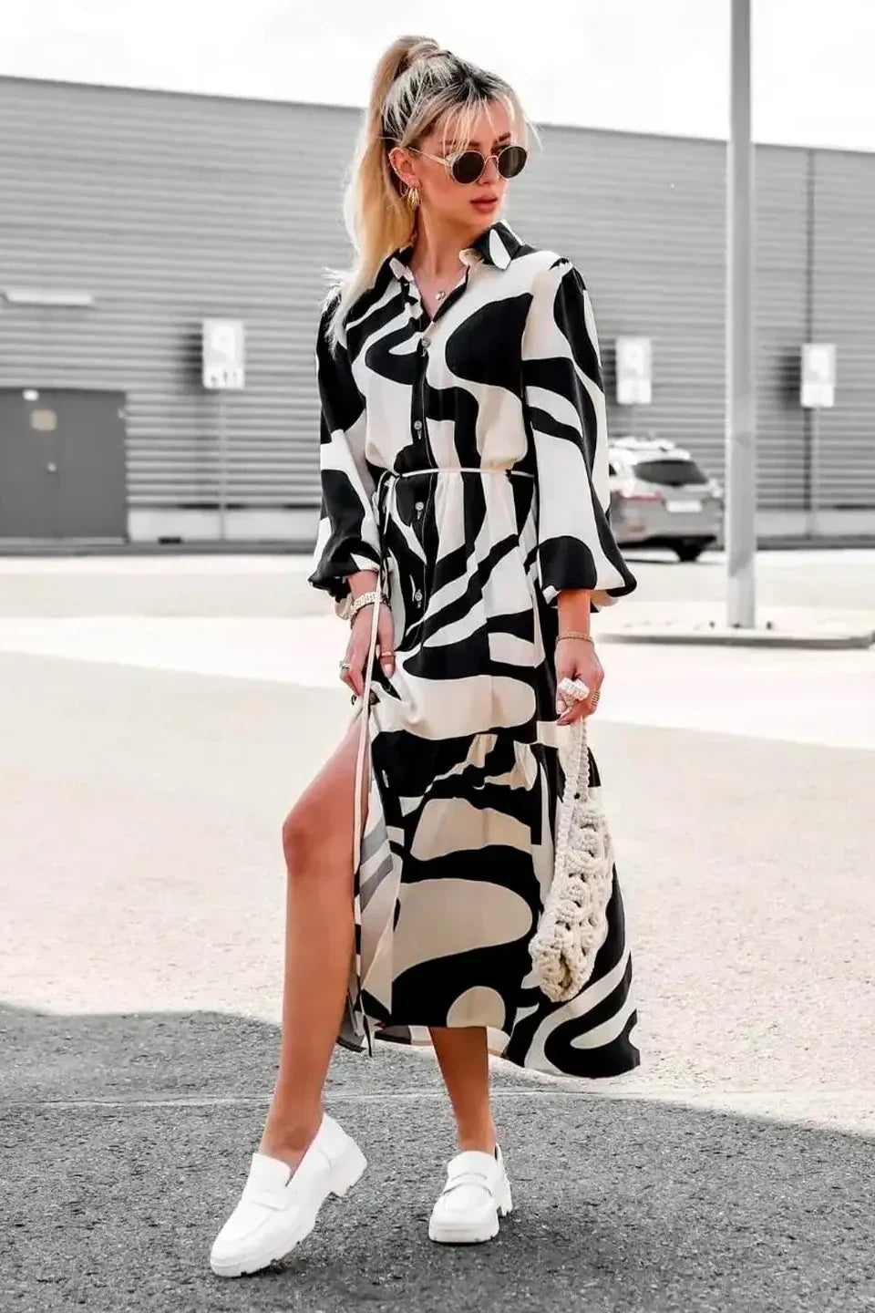 Vanesa Minimalist Effortlessly Chic Printed Maxi Dress Boutique Collection