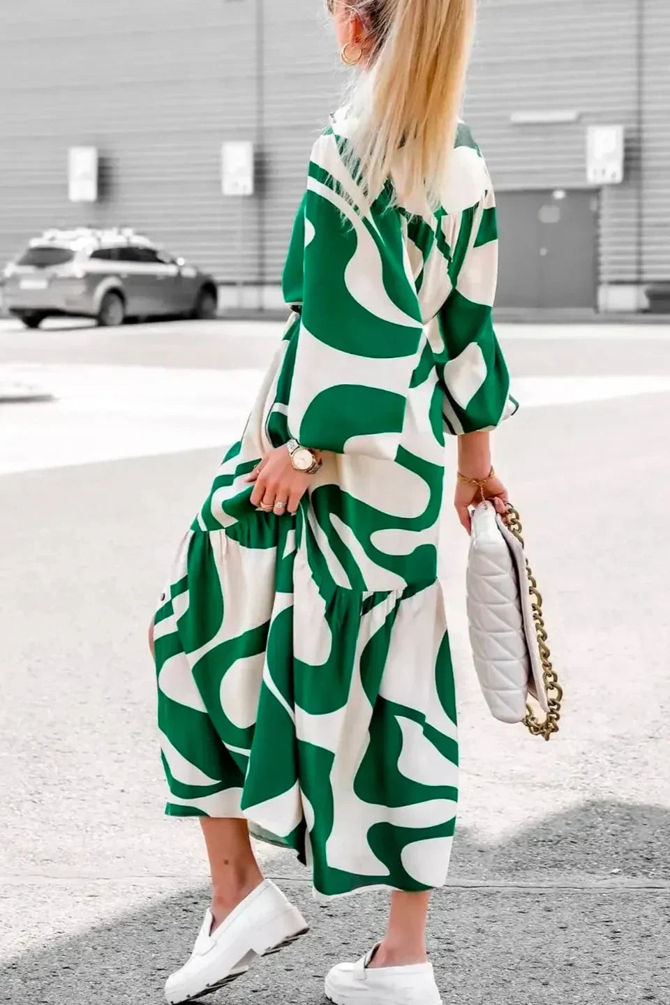 Vanesa Minimalist Effortlessly Chic Printed Maxi Dress Boutique Collection