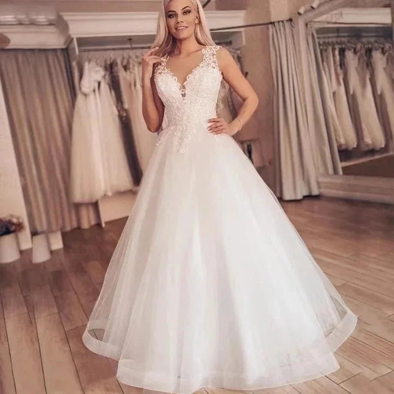 Elegant A Line Boho Custom Made Wedding Dress Beach Bridal Gowns Plus Size Lace Vestidos De Noiva Simple Свадебное платье (ZD14095)