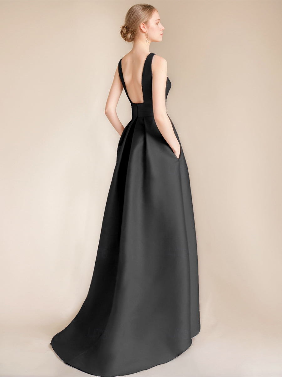Elegant Asymmetrical A Line Scoop Mother of the Bride & Groom Sleeveless Dress with Appliques