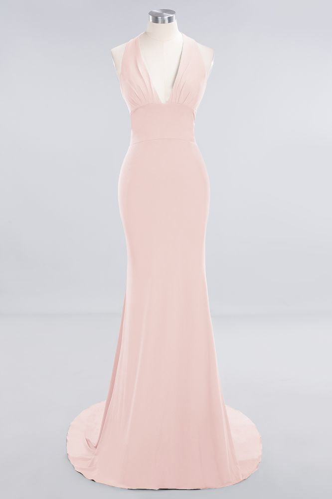 Elegant Mermaid Halter Evening Dress Simple Sleeveless Long Party Gown