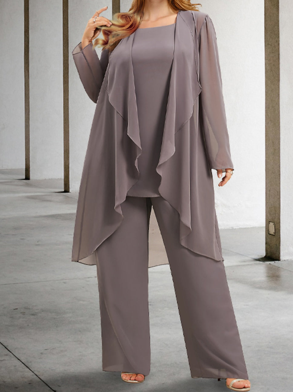 Elegant Mother of the Bride Pantsuits in Chiffon with Jacket
