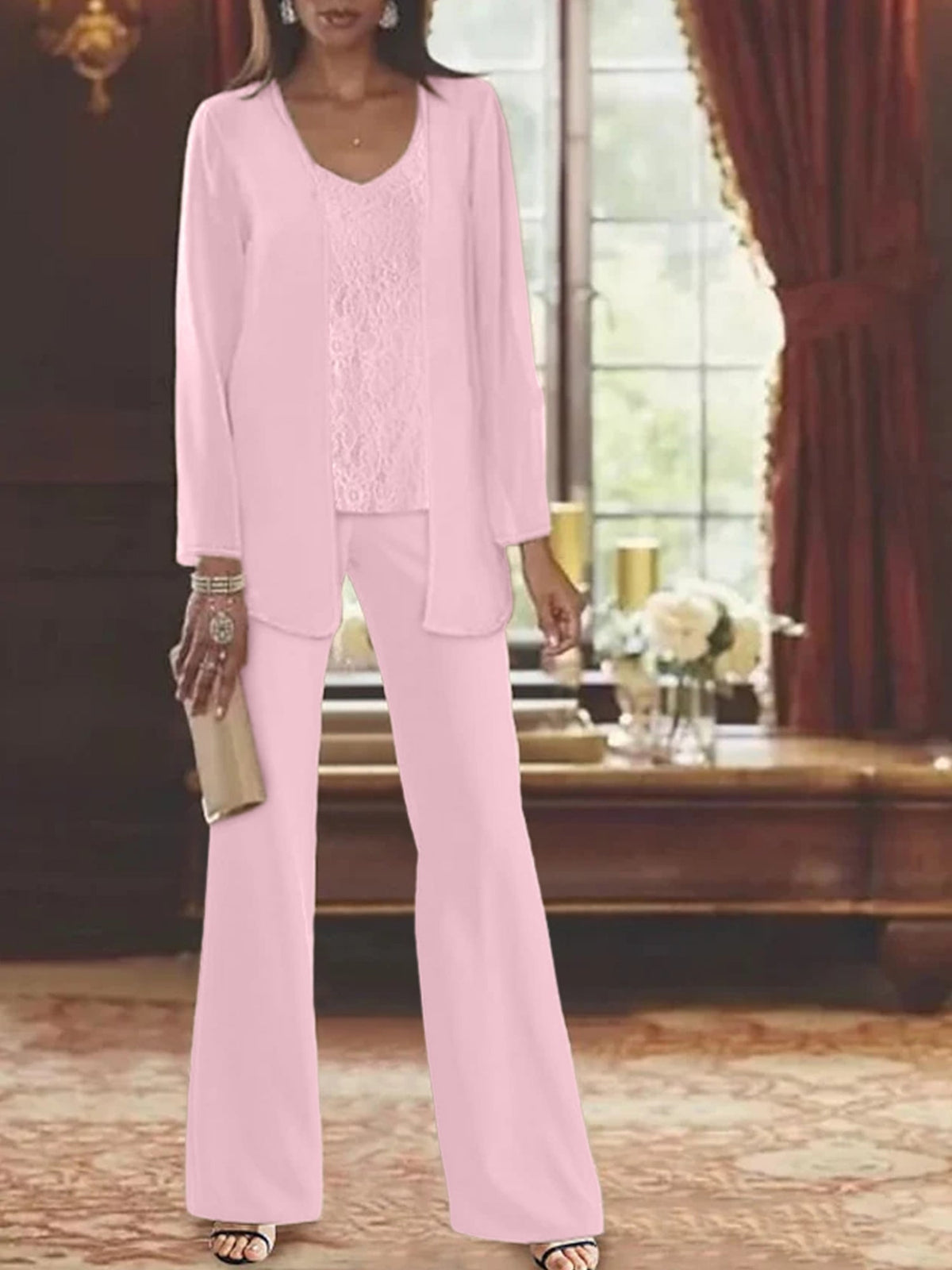 Elegant Mother of the Bride Pantsuits in Chiffon with Jacket