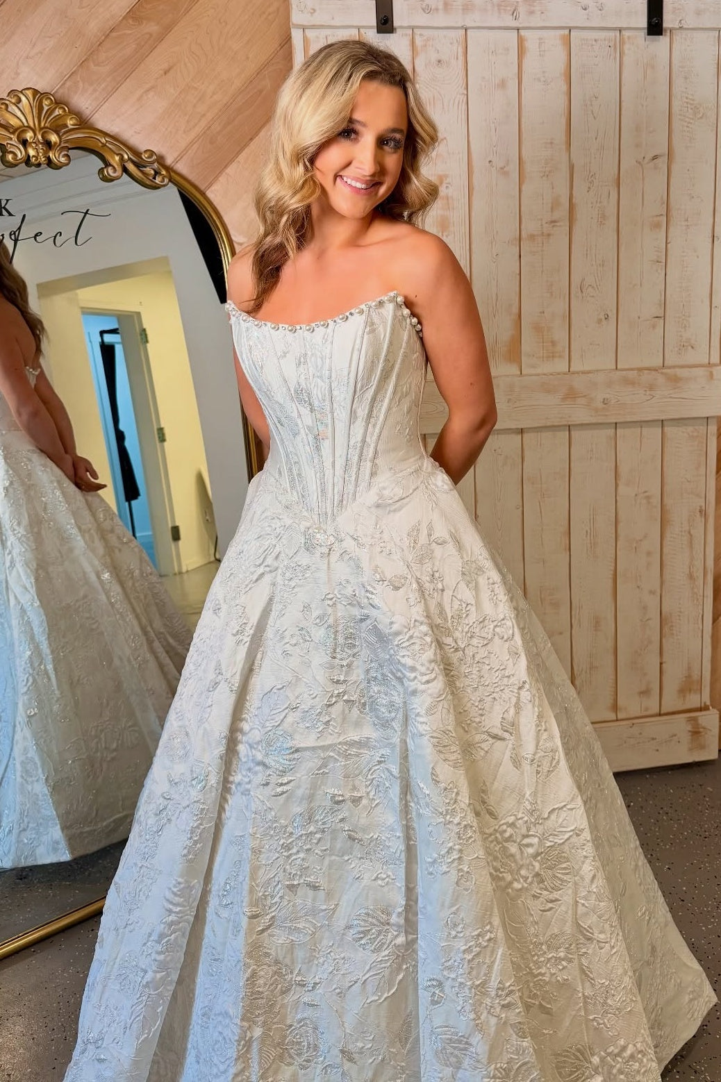 Elegant A Line Strapless White Corset Prom Dress with Pearls