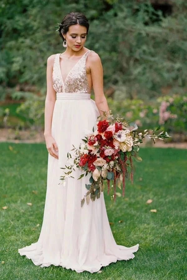 Elegant Open Back V Neck With Bowknot Bridesmaid Dresses BD112 by pgmdress