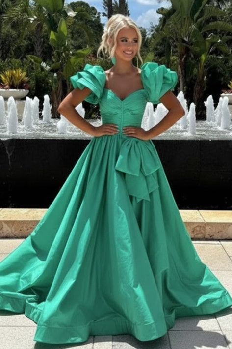 Elegant Orange A-Line Off The Shoulder Long Satin Prom Dress with Bowknot