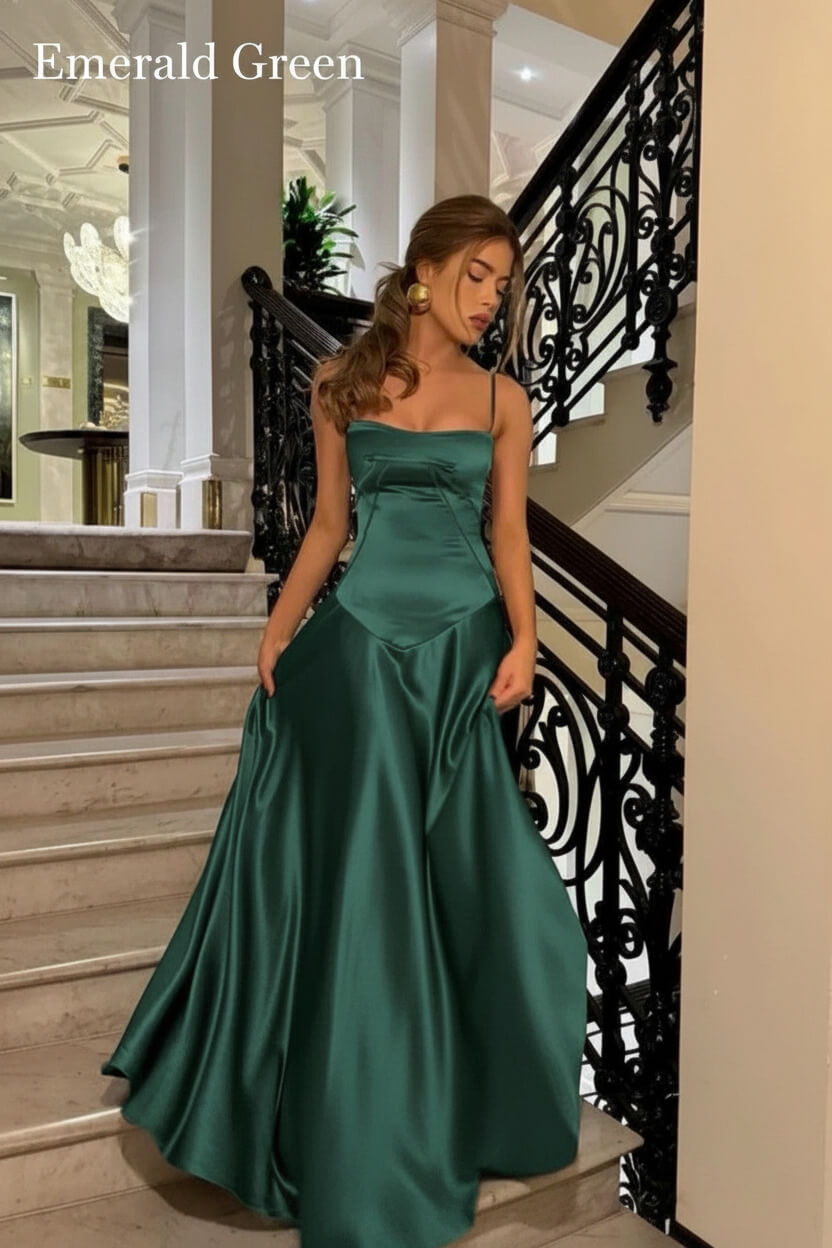 Suzhoufashion Brown Luxe Silk-Look Long Evening Dress With Fitted Bodice Formal Evening Gown