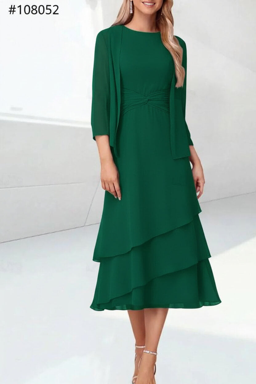 Mint Green Mother of the Bride Dress Chiffon Two Piece Wedding Guest Dress