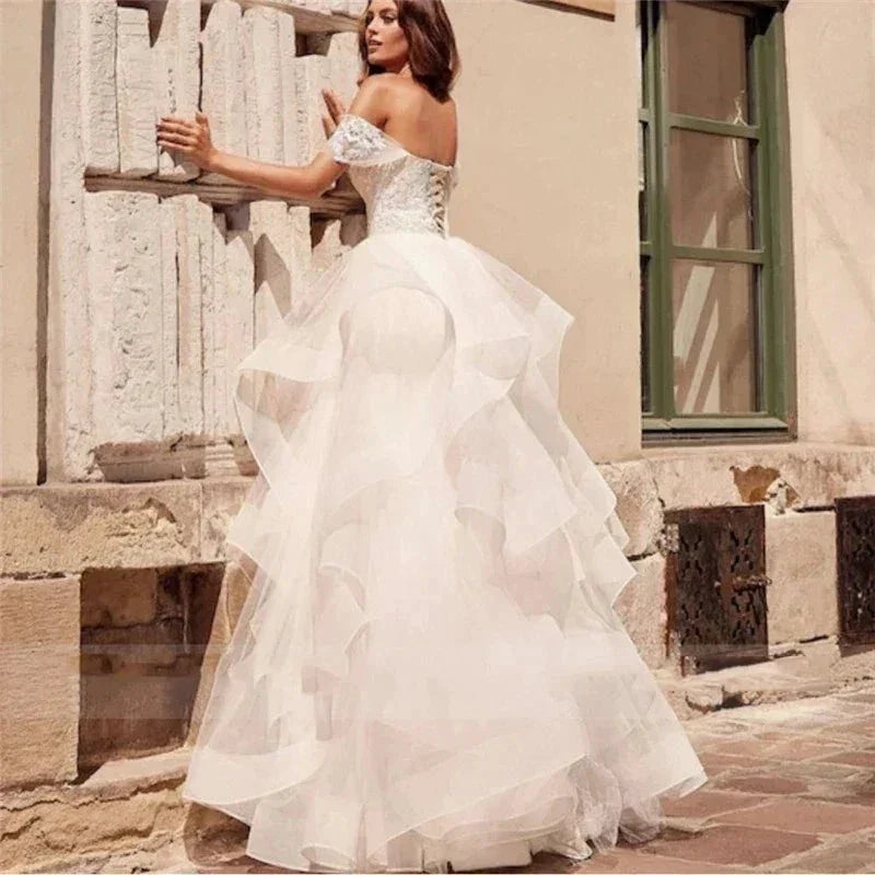 Exquisite Sparkling Off Shoulder Luxury Mermaid Fluffy Mopping Sexy Backless Wedding Dresses Exquisite Train Trumpet Bridal Gown (ZD14234)