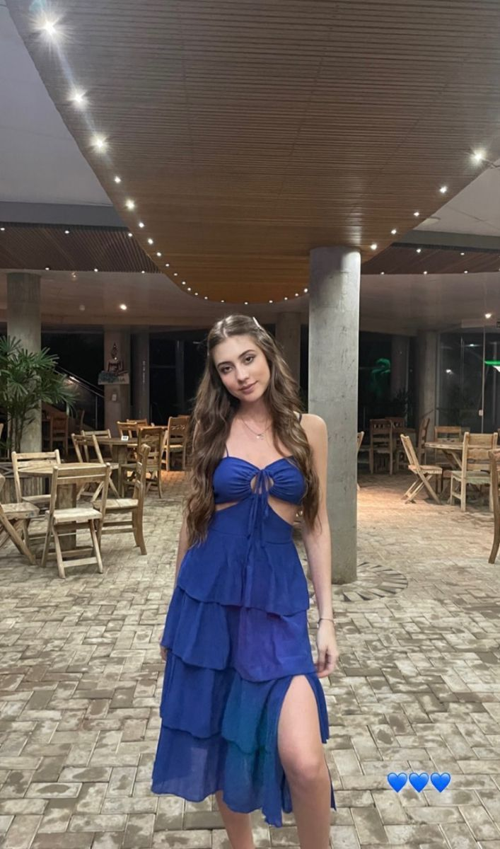 Blue Tiered Slit Prom Dress Sexy Evening Dress Y7761 - VelvetHem