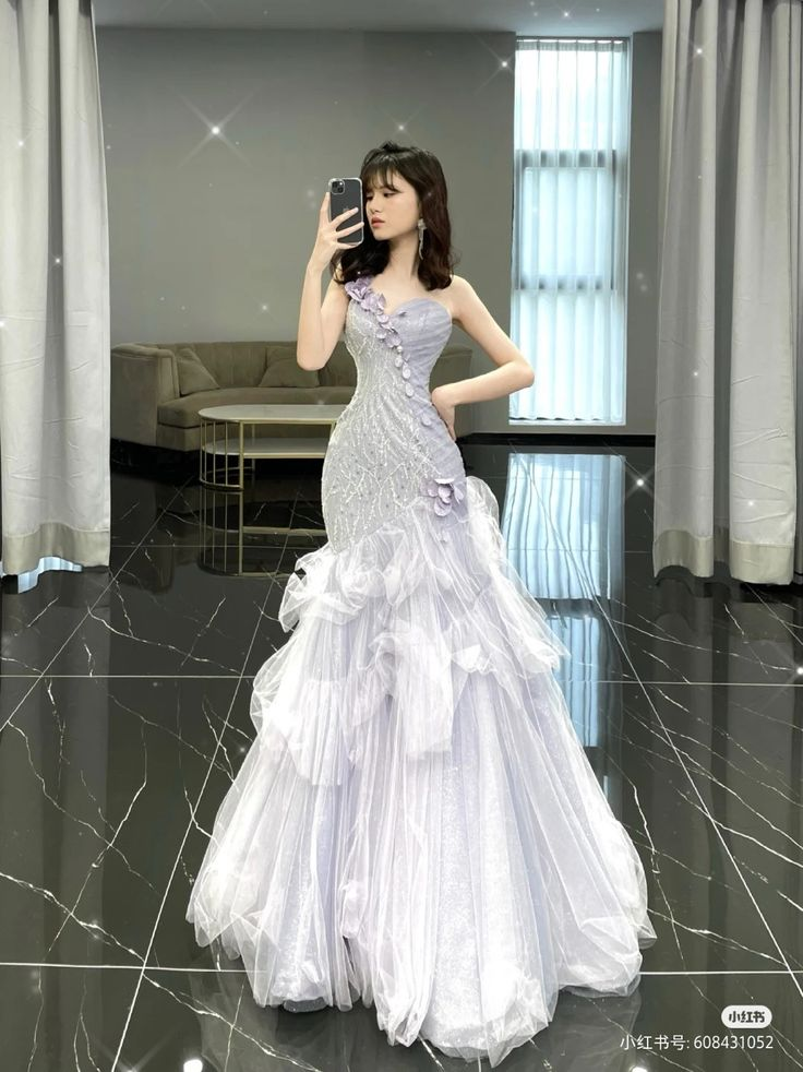 Charming Tulle Sequins Beaded Evening Dress Lilac Mermaid Prom Dress Y8224 - VelvetHem