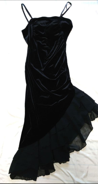 Black Velvet Tiered Cocktail Dress Prom Party Gowns Formal Dresses(Jacket not included) fg7231 - View 4 | VelvetHem