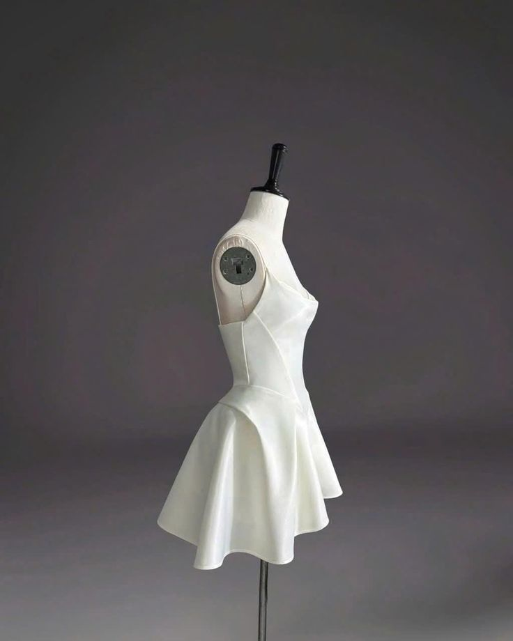 Simple Spaghetti Straps White Satin A Line Birthday Outfits Short Formal 7th Grade Homecoming Dress - View 3 | VelvetHem