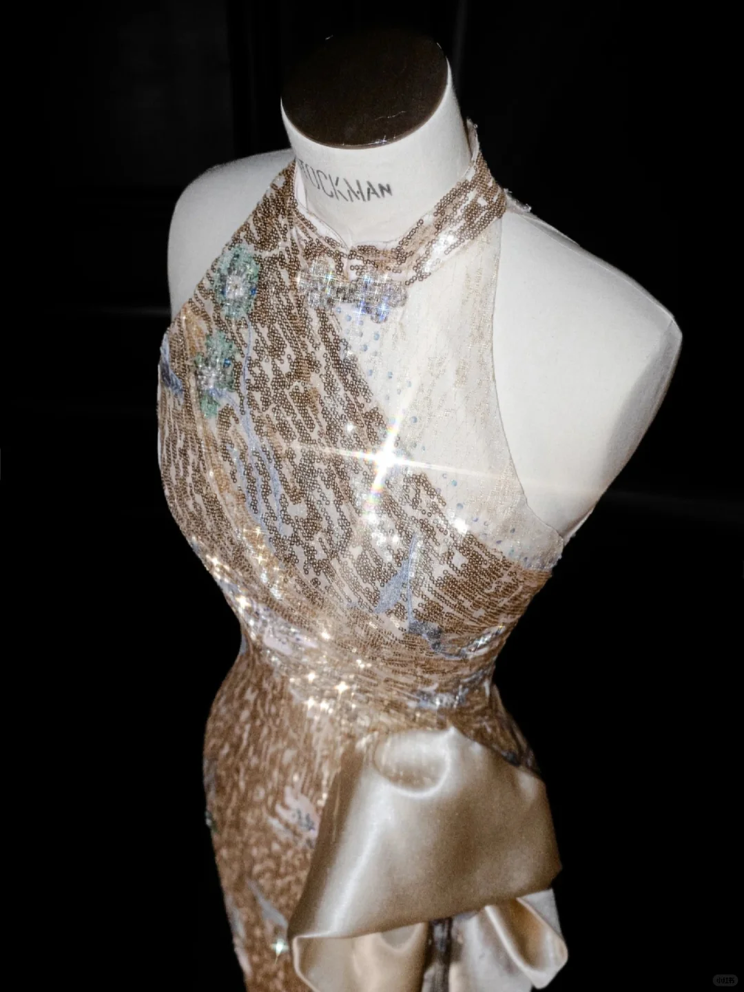 Glitter Champagne Gold Sequin Sheath Prom Dress Halter Long Evening Dress Y8653