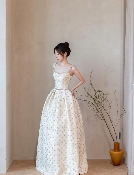 Unique Spaghetti Straps Satin Print Evening Dress Formal Prom Dress Wedding Guest Dress Y8541 - VelvetHem