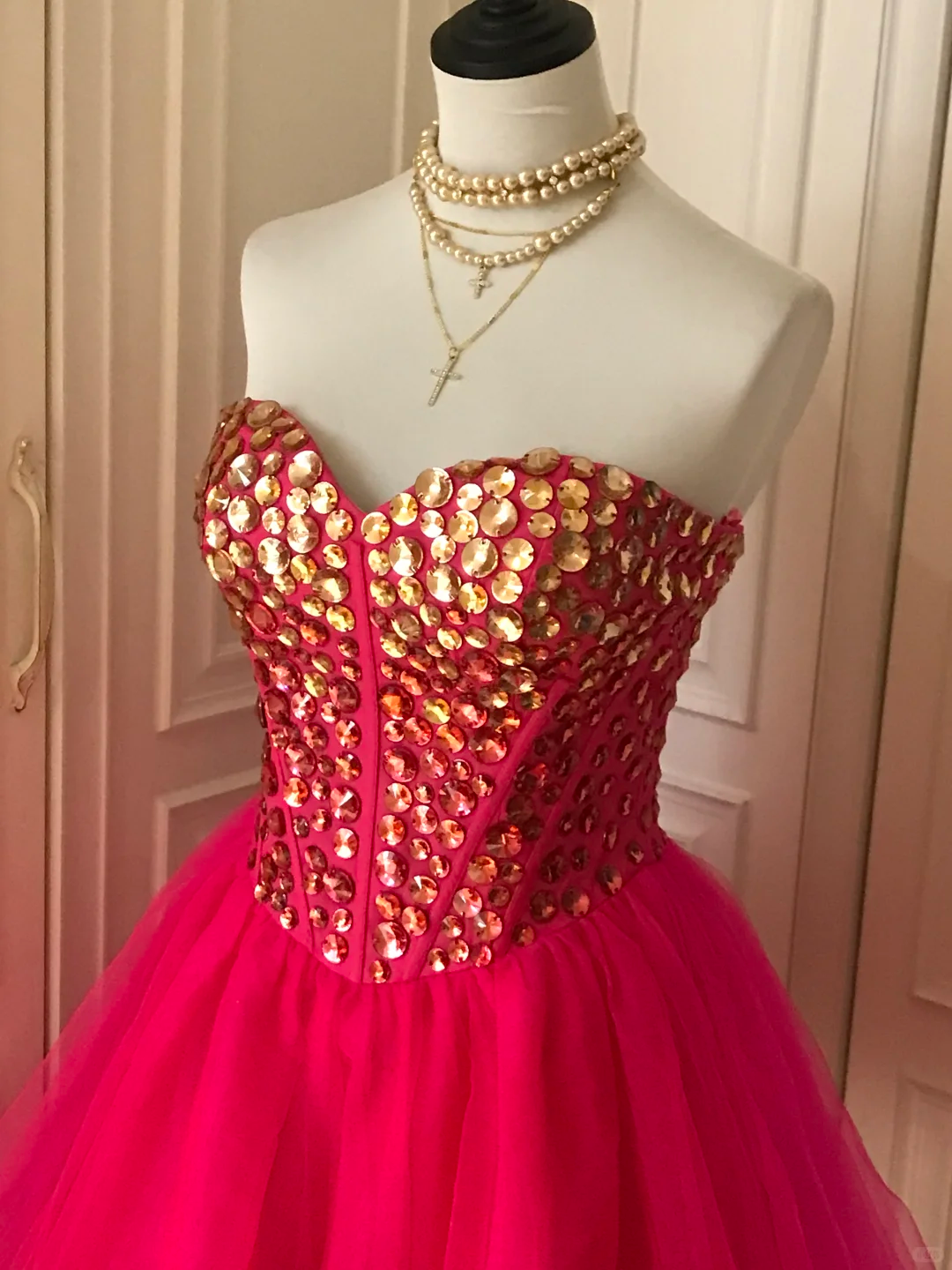 Gorgeous Strapless Red Chiffon Beaded A Line Birthday Outfits Homecoming Dress - View 7 | VelvetHem